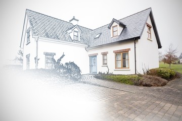 Composite image of home sketch