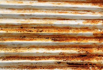 Rusty corrugated metal roofing