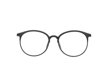 black eye glasses isolate on white background.