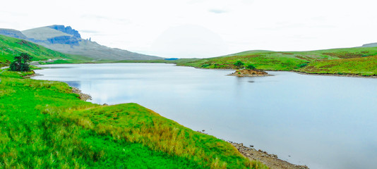 The beautiful lakes and landscape of the Isle of Skye in Scotland