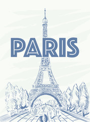 Eiffel Tower illustration hand drawing