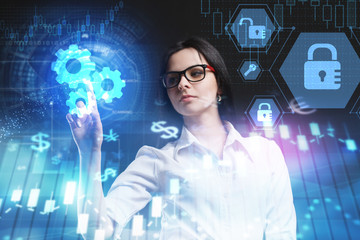 The concept of business, technology, the Internet and the network. A young entrepreneur working on a virtual screen of the future and sees the inscription: