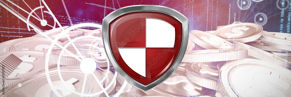 Poster composite image of a red bug badge