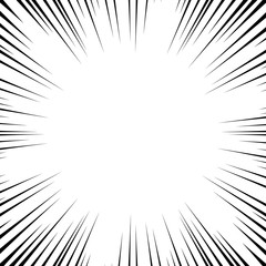 Background radial lines on a white background. Comic book speed, explosion. Vector illustration for graphic design.