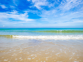 Tropical Idyllic ocean Blue sky and beautiful Beach in vacation time,Holiday on the beach,Summer concept.Thailand
