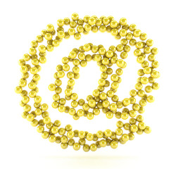 3D render number @ made of yellow points balls, bowl alphabet