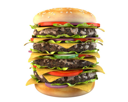 hamburger over white background