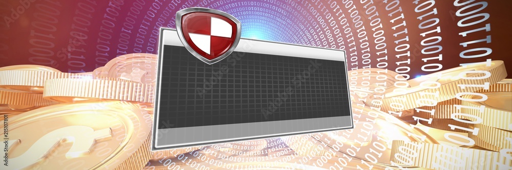 Poster composite image of a red bug badge