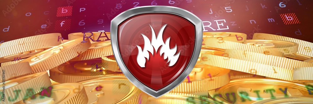 Poster composite image of a red bug badge