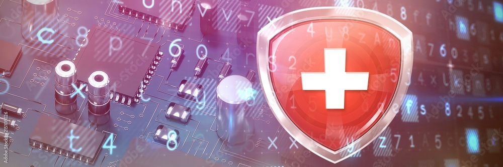Poster composite image of red cross symbol