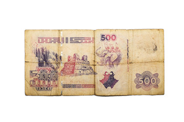five hundred algerian bill with design : Battle of Hannibal's troops with elephants against the Romans