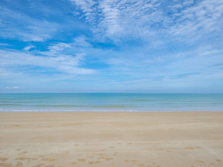 Tropical Idyllic ocean Blue sky and beautiful Beach in vacation time,Holiday on the beach,Summer concept.Thailand