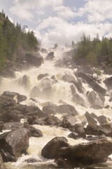 nature landscape landscape mountains valley hills rocks cave water waterfall stream river stream rock stone sky grass trees green blue white tourism excursions Russia,