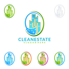 Cleaning Service vector Logo design, Eco Friendly Concept for Interior, Home and Building