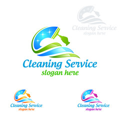 Cleaning Service vector Logo design, Eco Friendly Concept for Interior, Home and Building