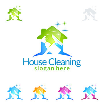 Cleaning Service vector Logo design, Eco Friendly Concept for Interior, Home and Building