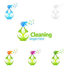 Cleaning Service vector Logo design, Eco Friendly Concept for Interior, Home and Building