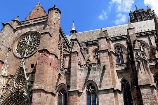 Side view of the cathedral of Rodez, Aveyron, France
