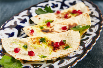 Kutab or Qutab with Cheese and Greens