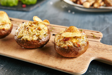 Baked Mushrooms Champignons with Cheese