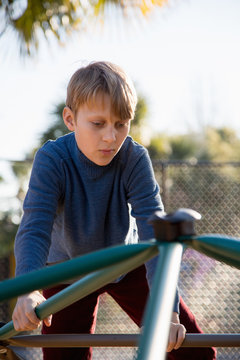 A boy playing during recess at school
