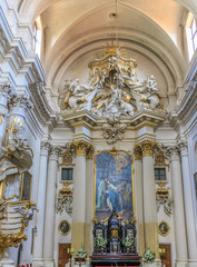 Interior of Church of St. Joseph known as Visitationist Church (Wizytek) at Krakowskie Przedmiescie 34 in Warsaw. It is rococo church, constructed between 1664 - 1761 