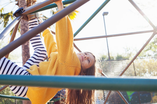 A girl playing during recess at school