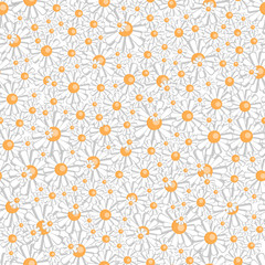 Seamless texture with cartoon daisies on a white background