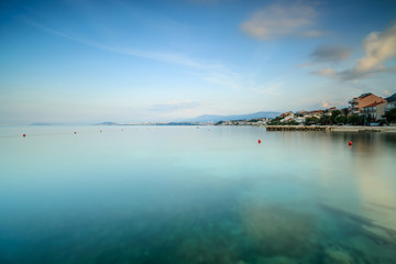 Naklejka na ściany i meble Adriatic sea view near Split at sunrise,long exposure