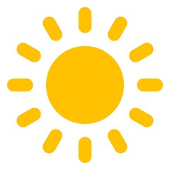 Sonne oder Sonnenschein Symbol als Vektor auf einem weißen isolierten Hintergrund