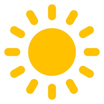 Sonne oder Sonnenschein Symbol als Vektor auf einem weißen isolierten Hintergrund