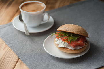Coffee and sandwich, a delicious lunch