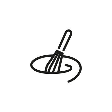 Mixing with whisk line icon. Kitchenware, utensil, blender. Cooking concept. Vector illustration can be used for topics like preparing food, culinary, making dough