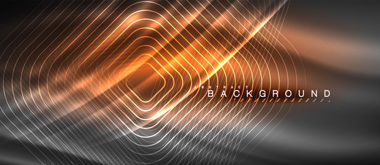 Neon glowing lines, magic energy space light concept, abstract background wallpaper design