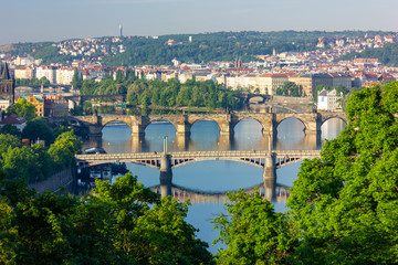 Obraz premium Bridges over the Vltava river in Prague, Czech Republic