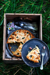 mulberry white chocolate almond cake.outdoor photo