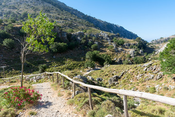 Fototapeta na wymiar path along the Imbros gorge in Crete