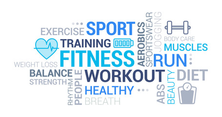 Fitness, sport and wellness tag cloud