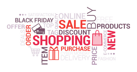 Obraz premium Online shopping and retail tag cloud