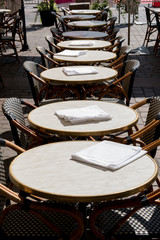 Tables of a restaurant outdoor in a touristic location