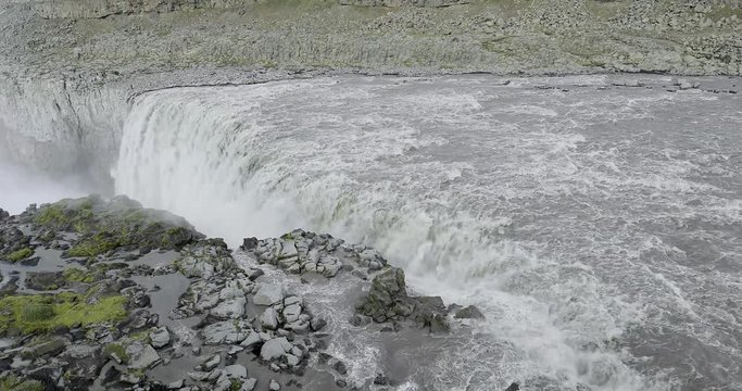 Powerfull water flow of the Icelandic waterfall Detifoss