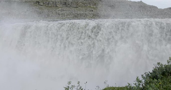 Powerfull water flow of the Icelandic waterfall Detifoss