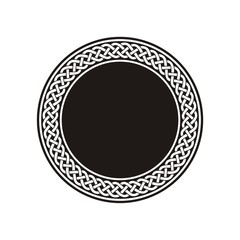 Celtic Knot #4 / White ancient round meander in black circle