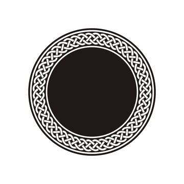 Celtic Knot #4 / White ancient round meander in black circle