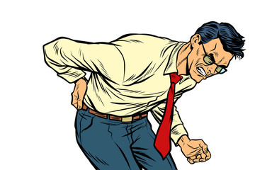 backache low back pain. man health and medicine