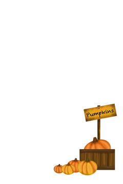 Fall Pumpkins with Sign and Wooden Box