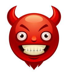 Comical demon head on a white background