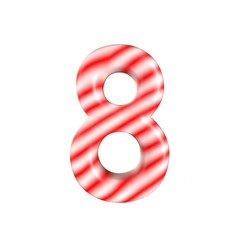 Red white candy number 8 Isolated on white background