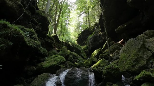 Tiefsteinklamm Canyon with Waterfall near Salzburg Austria