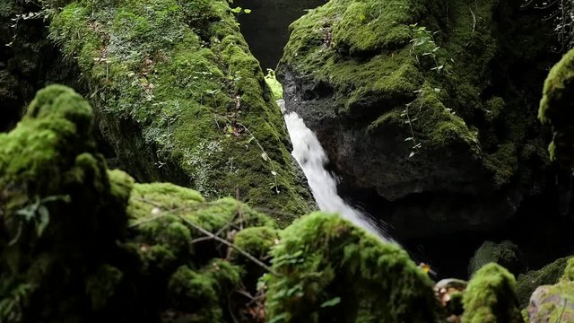 Tiefsteinklamm Canyon with Waterfall near Salzburg Austria